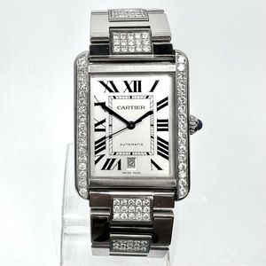 CARTIER TANK SOLO 3800 Automatic 31mm Steel 3.48TCW DIAMOND Watch Silver Dial